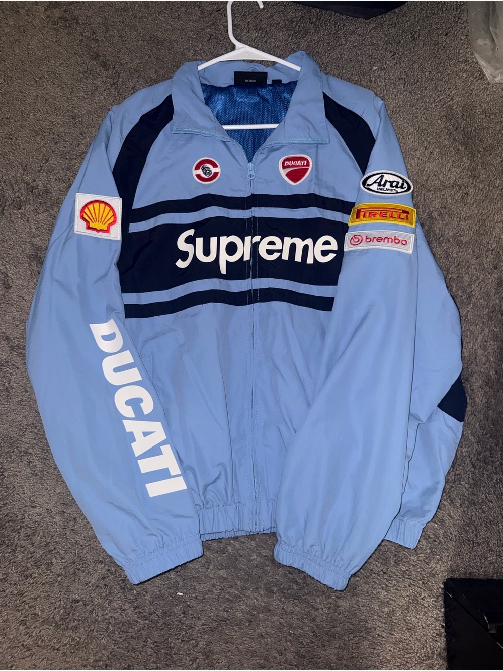 Supreme Light Blue and Navy Ducati Racing Windbreaker
